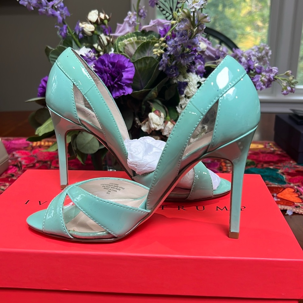 Blue Ivanka Trump heels. Box included.